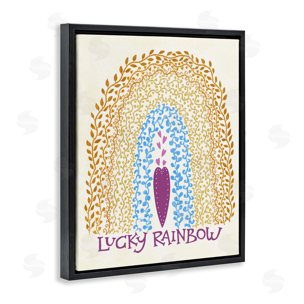 Connie Summers Boho Lucky Rainbow Black Floating Frame Canvas Wall Art Print