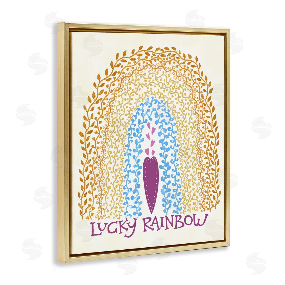 Connie Summers Boho Lucky Rainbow Gold Floating Frame Canvas Wall Art Print
