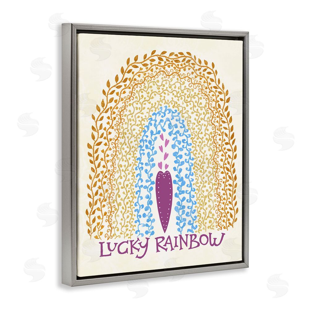 Connie Summers Boho Lucky Rainbow Gray Floating Frame Canvas Wall Art Print