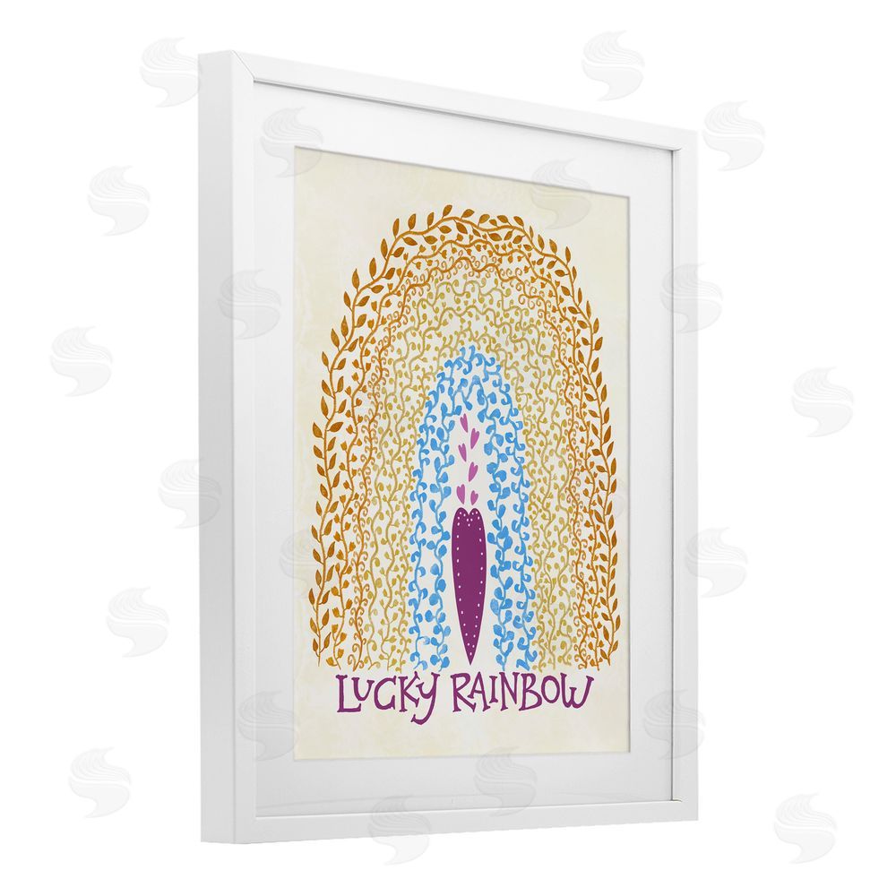 Connie Summers Boho Lucky Rainbow White Framed Print Under Glass Wall Art