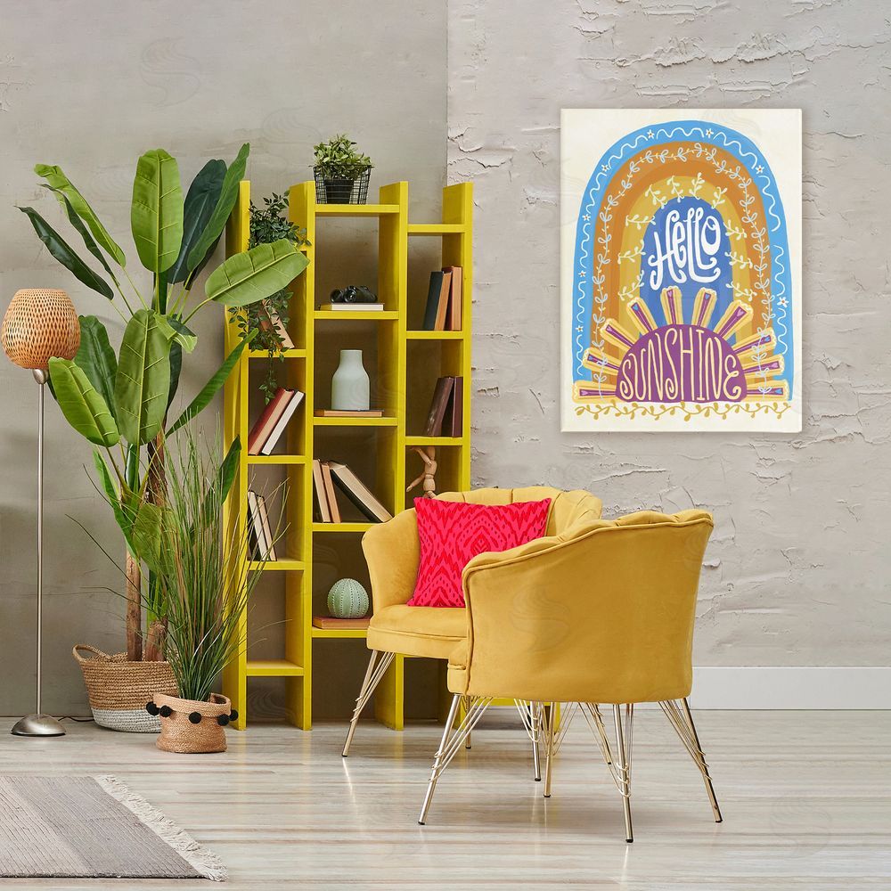 Connie Summers Boho Hello Sunshine Stretched Canvas Wall Art in Room