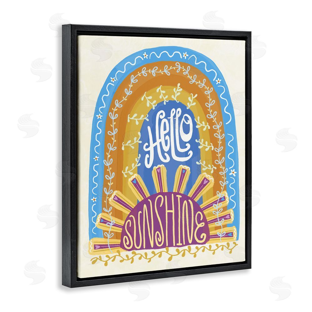 Connie Summers Boho Hello Sunshine Black Floating Frame Canvas Wall Art Print