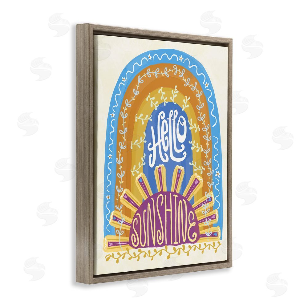 Connie Summers Boho Hello Sunshine Brown Floating Frame Canvas Wall Art Print