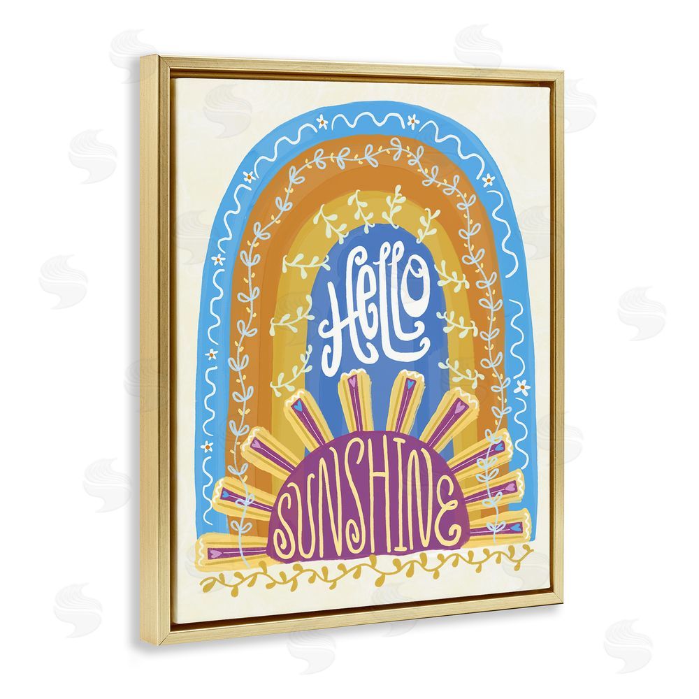 Connie Summers Boho Hello Sunshine Gold Floating Frame Canvas Wall Art Print