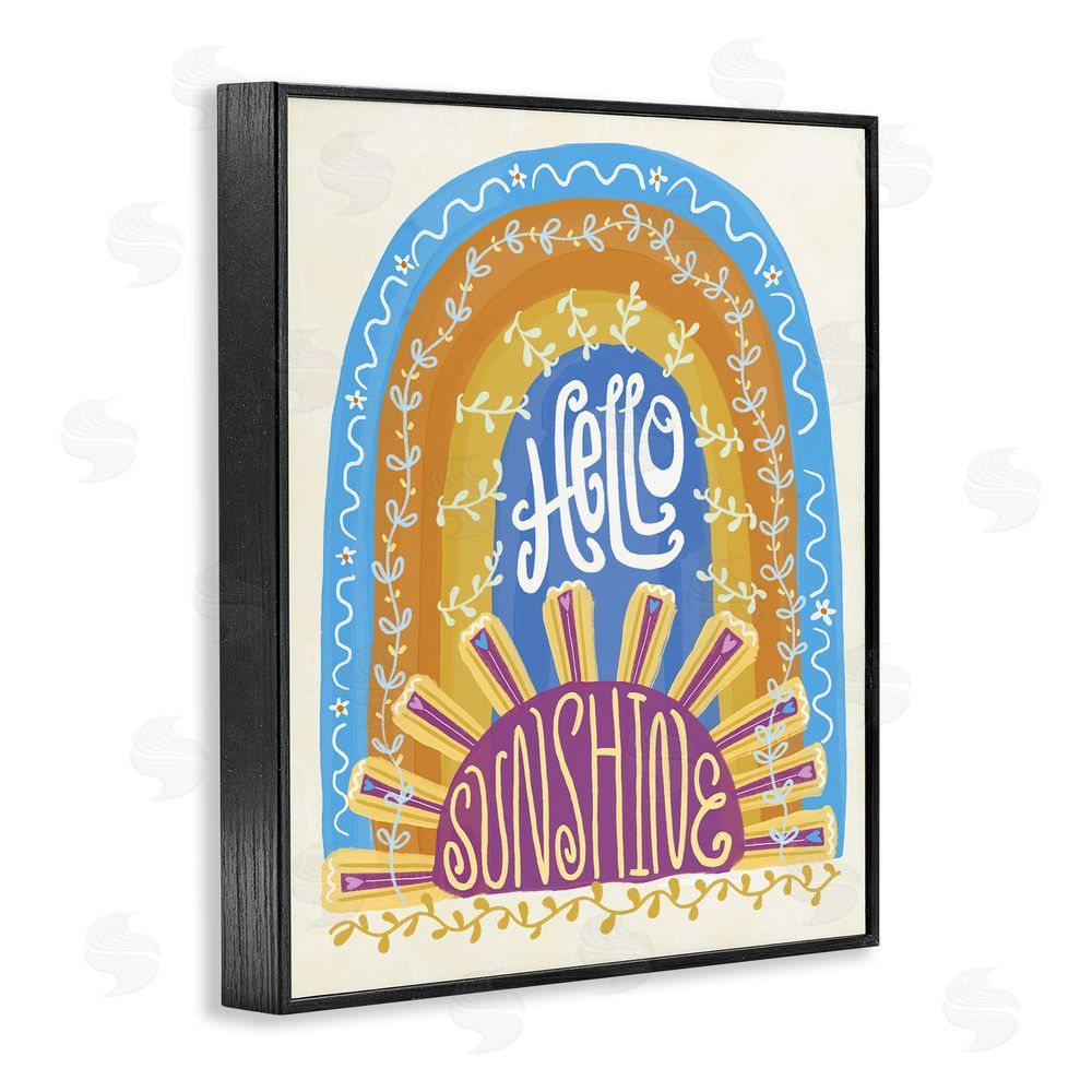 Connie Summers Boho Hello Sunshine Black Framed Giclee Wall Art Print