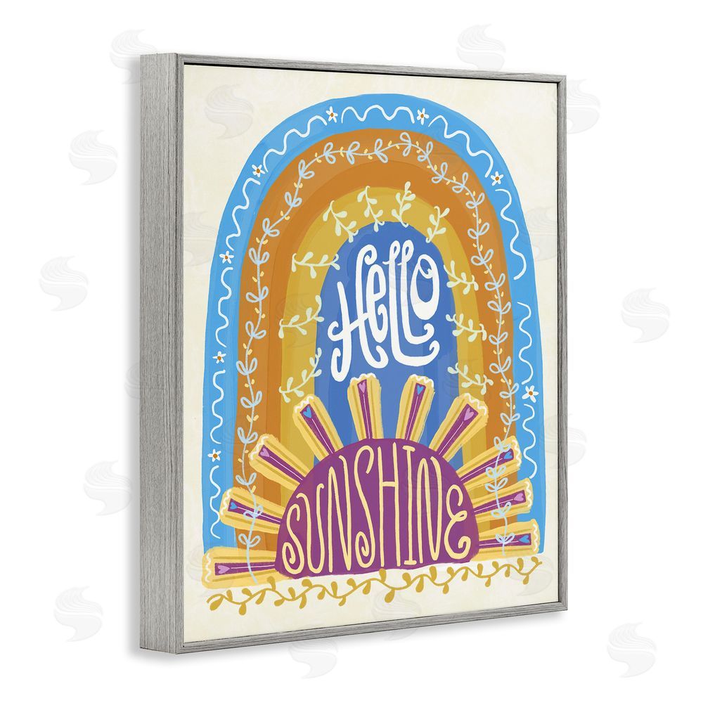 Connie Summers Boho Hello Sunshine Gray Framed Giclee Wall Art Print