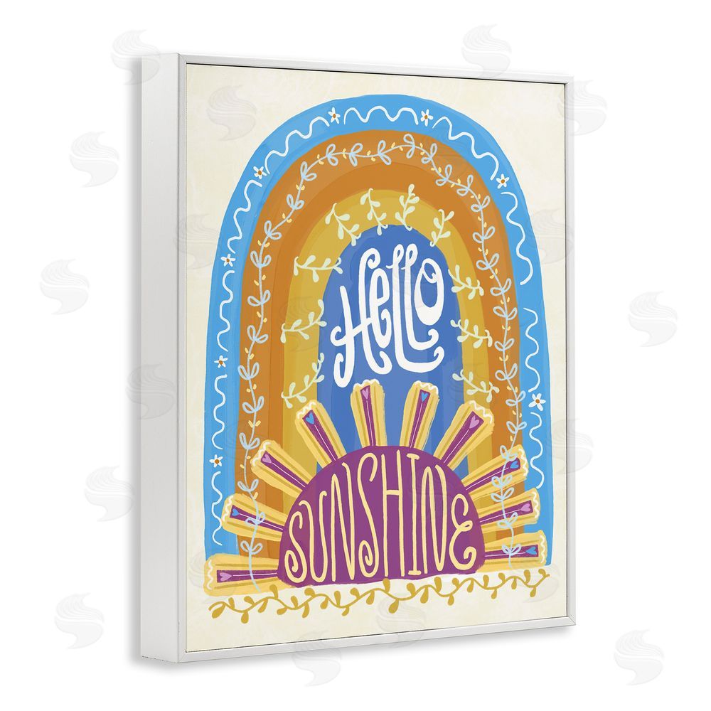 Connie Summers Boho Hello Sunshine White Framed Giclee Wall Art Print
