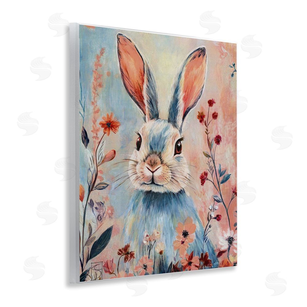 Sara Culpepper Blue Rabbit & Wildflowers Wall Plaque Art Print