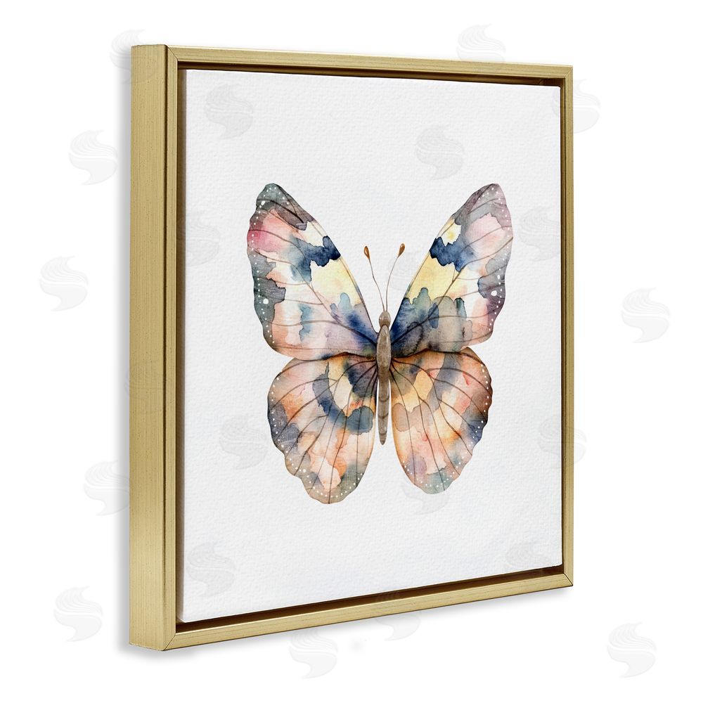 Kim Allen Traditional Watercolor Butterfly Gold Floating Frame Canvas Wall Art Print