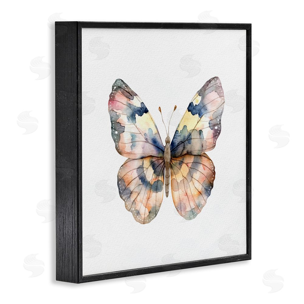 Kim Allen Traditional Watercolor Butterfly Black Framed Giclee Wall Art Print