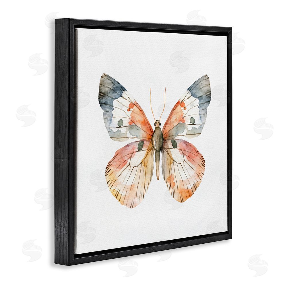 Kim Allen Warm Watercolor Butterfly Black Floating Frame Canvas Wall Art Print