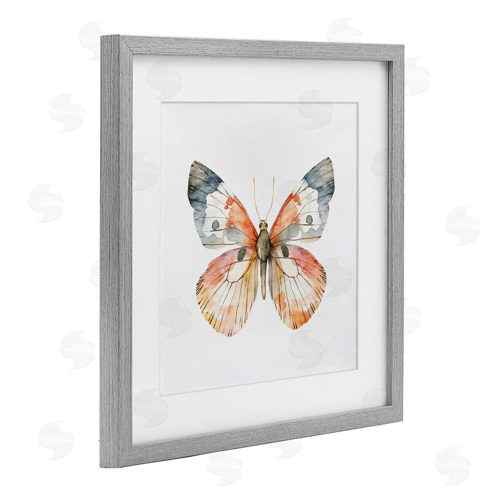 Kim Allen Warm Watercolor Butterfly Gray Framed Print Under Glass Wall Art
