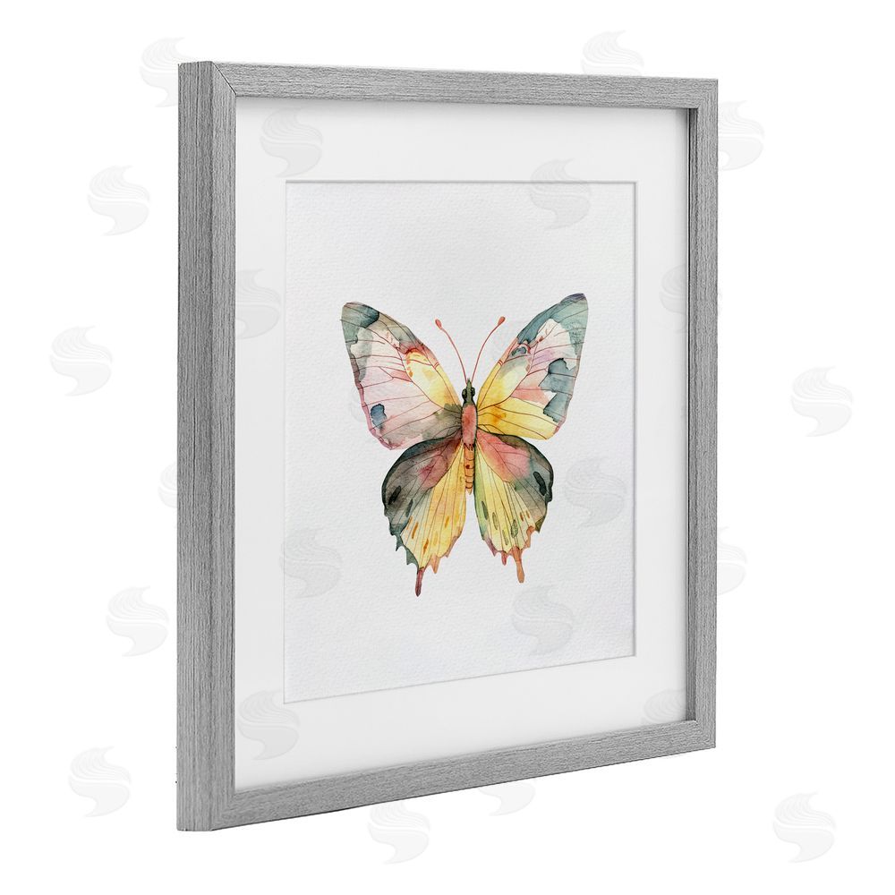 Kim Allen Watercolor Butterfly Subtlety Gray Framed Print Under Glass Wall Art
