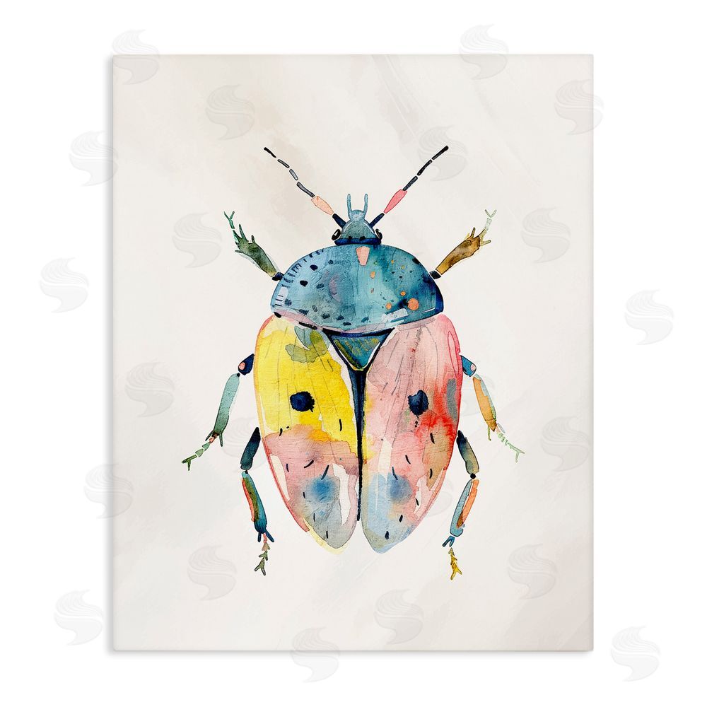 Kim Allen Whimsical Boho Beetle Stretched Canvas Wall Art Print