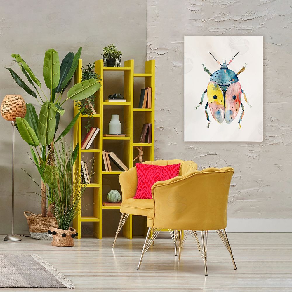 Kim Allen Whimsical Boho Beetle Stretched Canvas Wall Art in Room