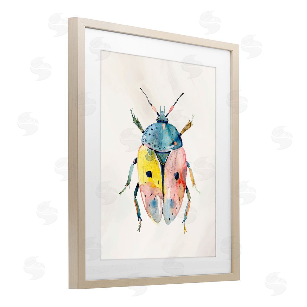 Kim Allen Whimsical Boho Beetle Birch Framed Print Under Glass Wall Art