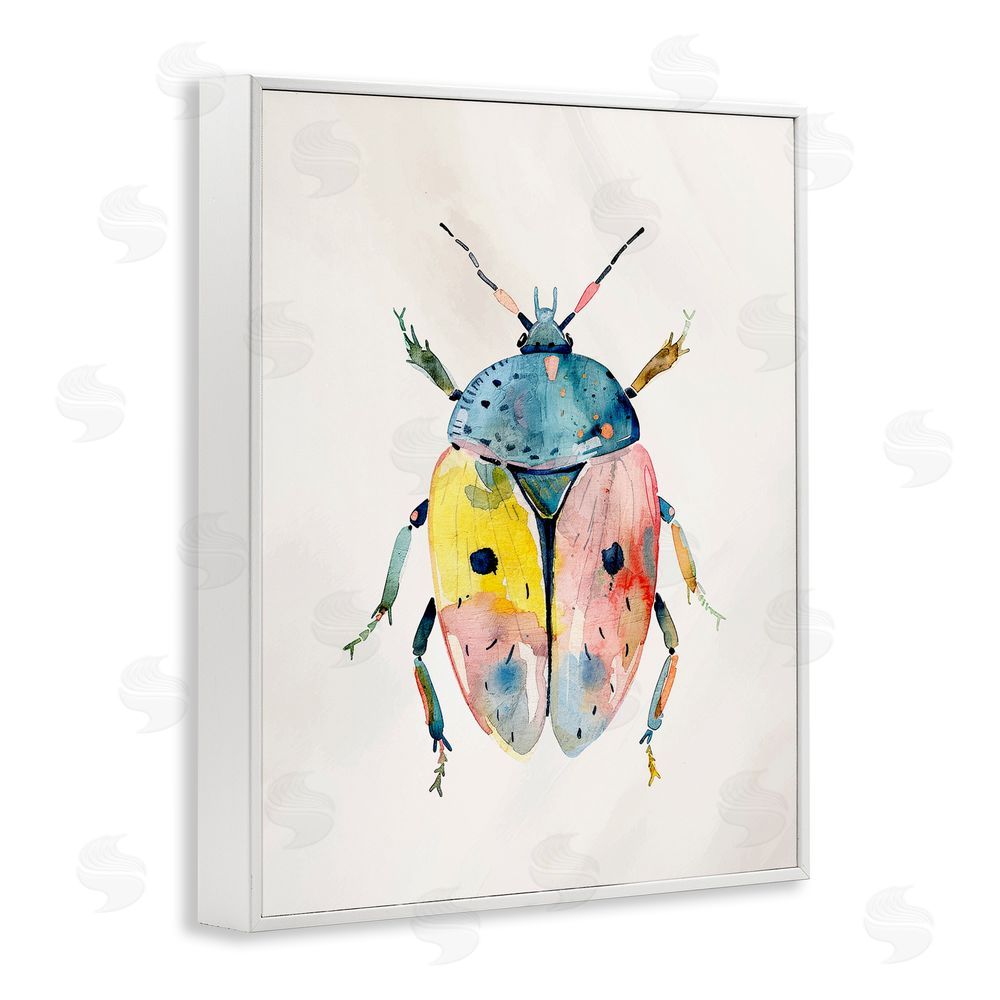 Kim Allen Whimsical Boho Beetle White Framed Giclee Wall Art Print