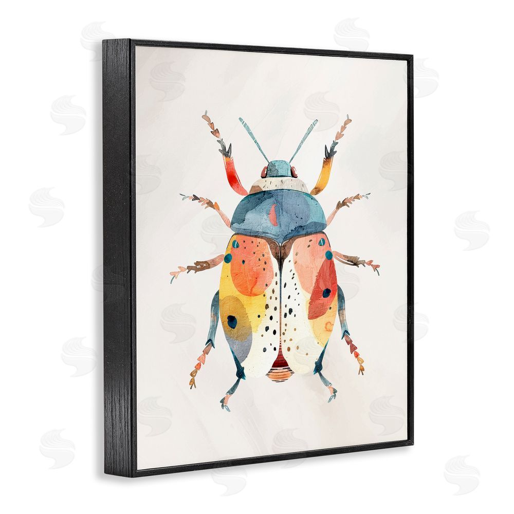 Kim Allen Boho Colorful Beetle Black Framed Giclee Wall Art Print