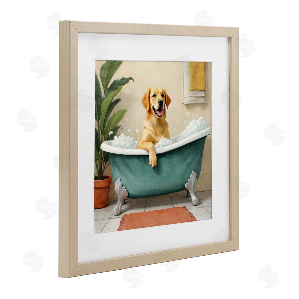 Kim Allen Bubble Bath Labrador Dog Birch Framed Print Under Glass Wall Art
