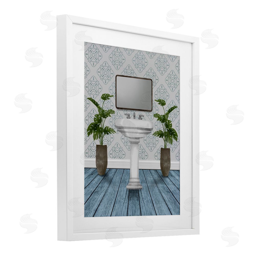 Marcus Prime Restful Wash Plants & Sink White Framed Print Under Glass Wall Art
