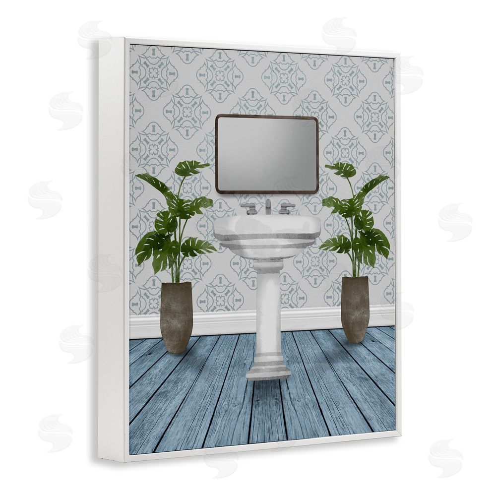Marcus Prime Restful Wash Plants & Sink White Framed Giclee Wall Art Print