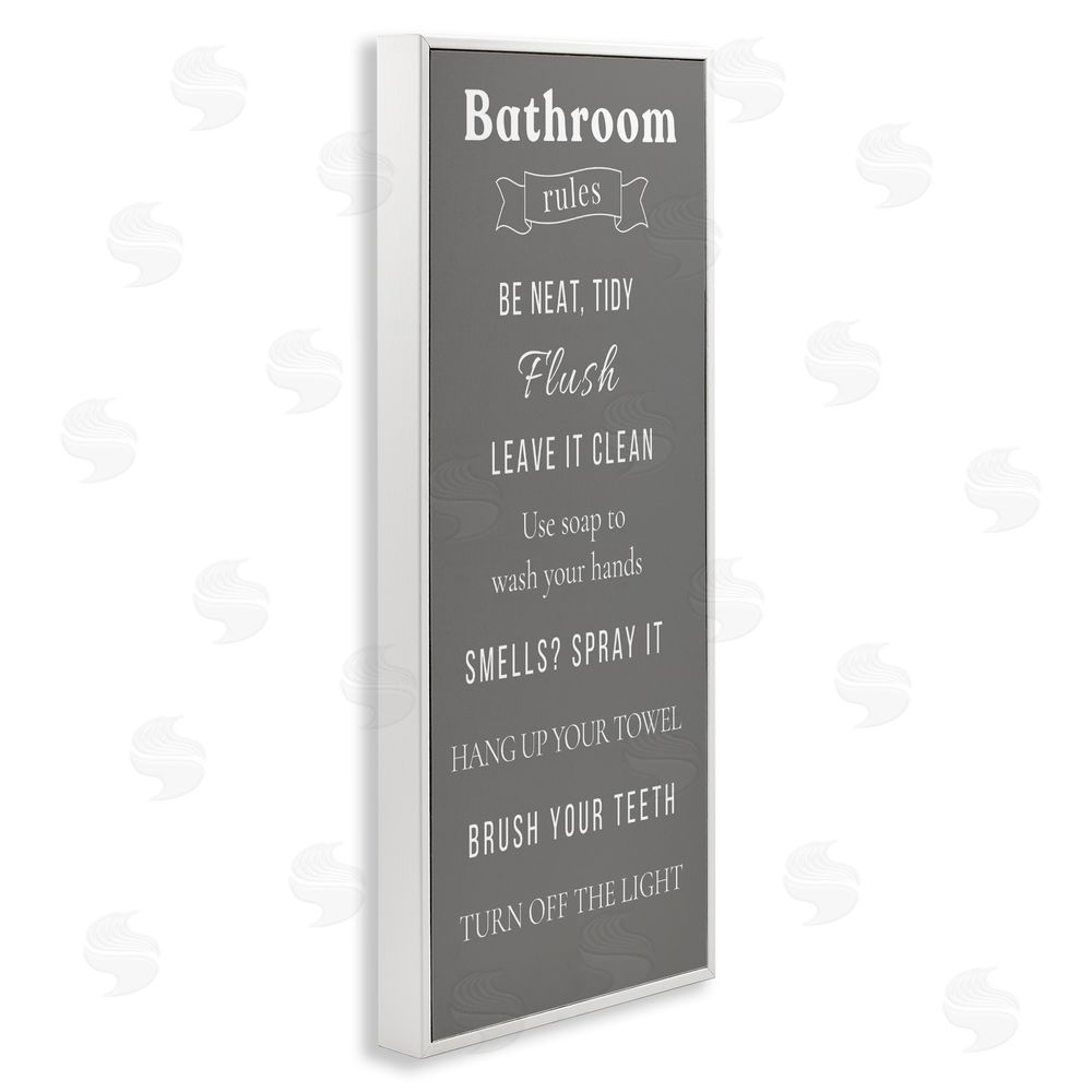 Julia Frost Bathroom Rules Reminders White Framed Giclee Wall Art Print