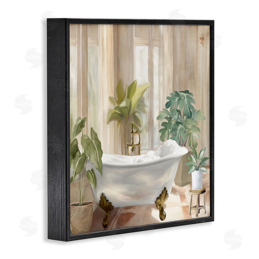 Kim Allen Serenity Bathroom Plants Black Framed Giclee Wall Art Print