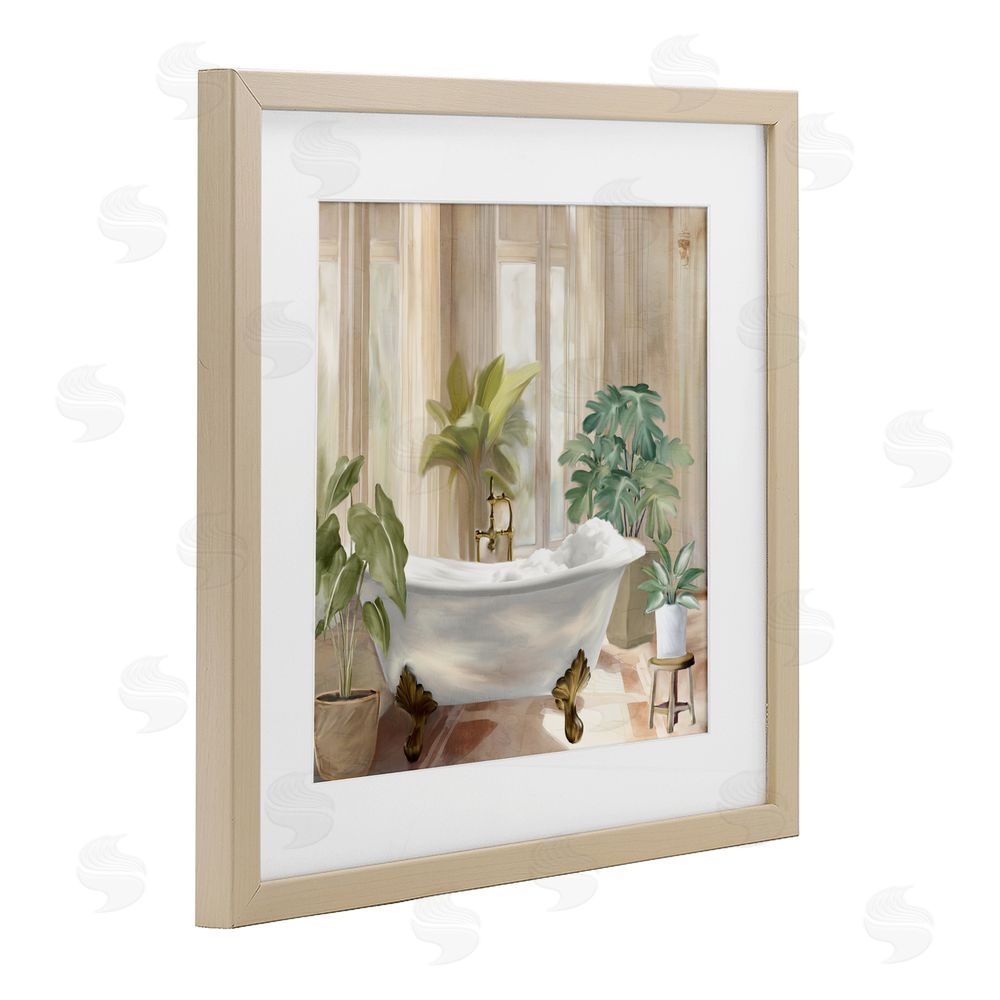 Kim Allen Serenity Bathroom Plants Birch Framed Print Under Glass Wall Art