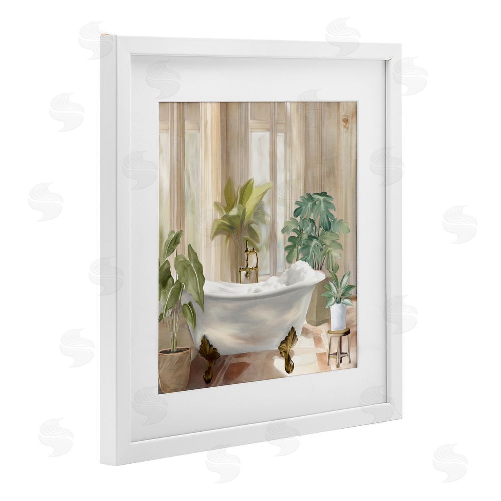 Kim Allen Serenity Bathroom Plants White Framed Print Under Glass Wall Art