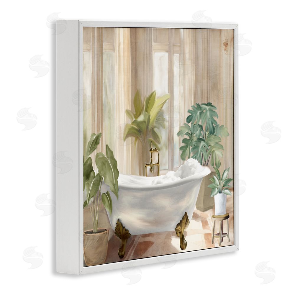 Kim Allen Serenity Bathroom Plants White Framed Giclee Wall Art Print