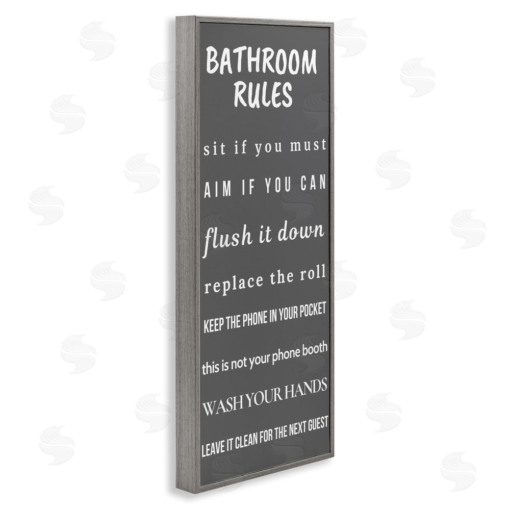 Julia Frost Bathroom Rules Leave It Clean Gray Framed Giclee Wall Art Print