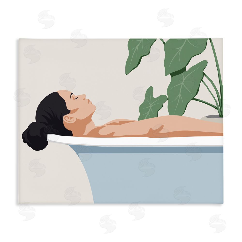Marcus Prime Tub Relaxation Woman Stretched Canvas Wall Art Print