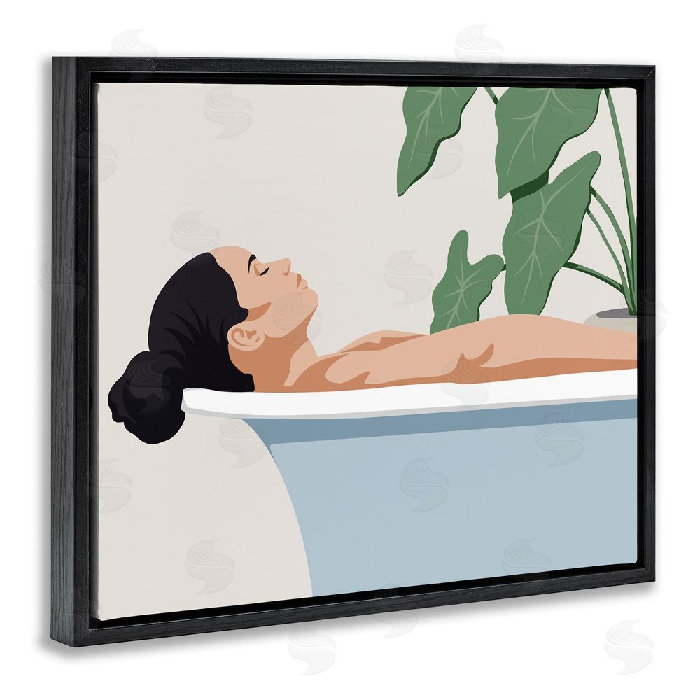 Marcus Prime Tub Relaxation Woman Black Floating Frame Canvas Wall Art Print