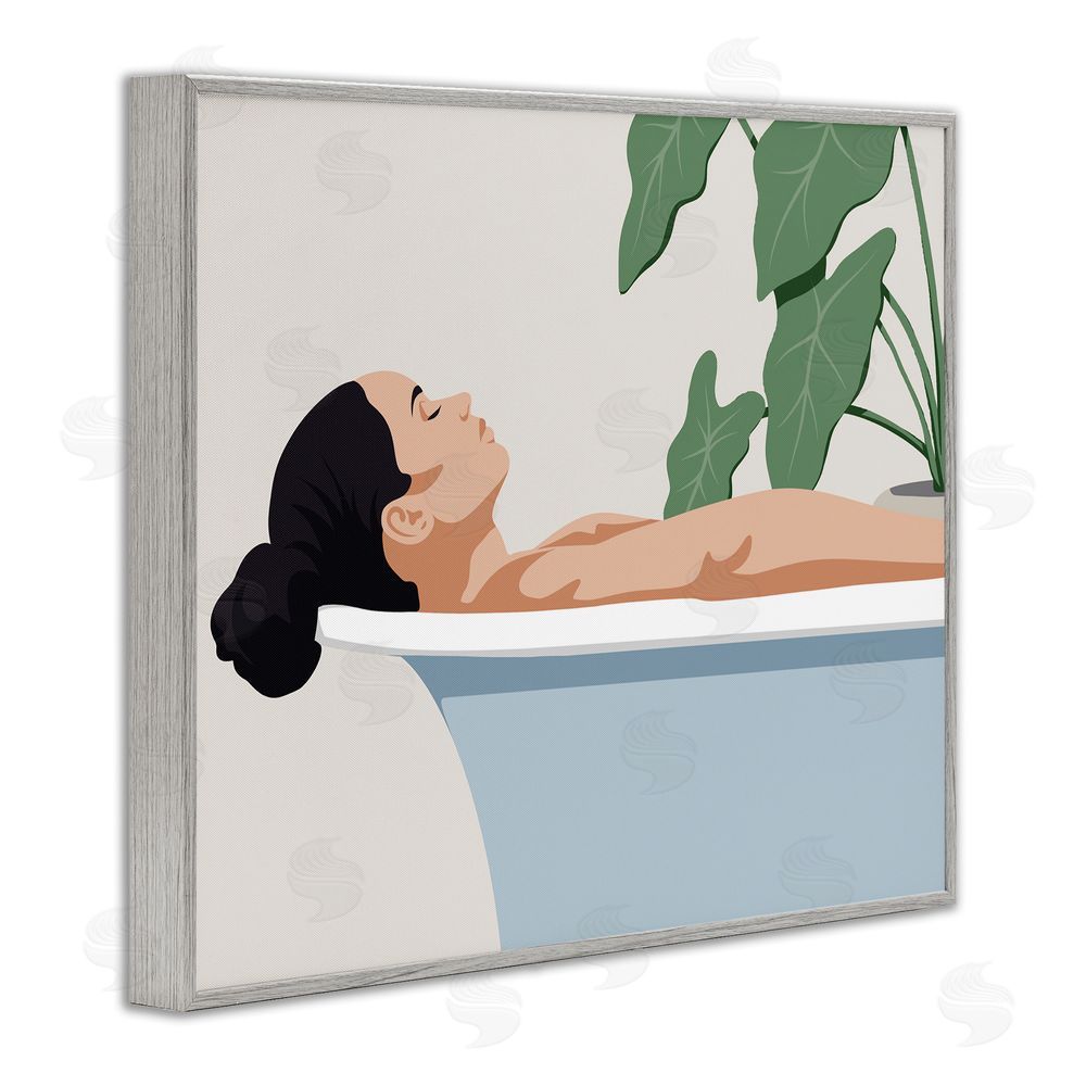Marcus Prime Tub Relaxation Woman Gray Framed Giclee Wall Art Print