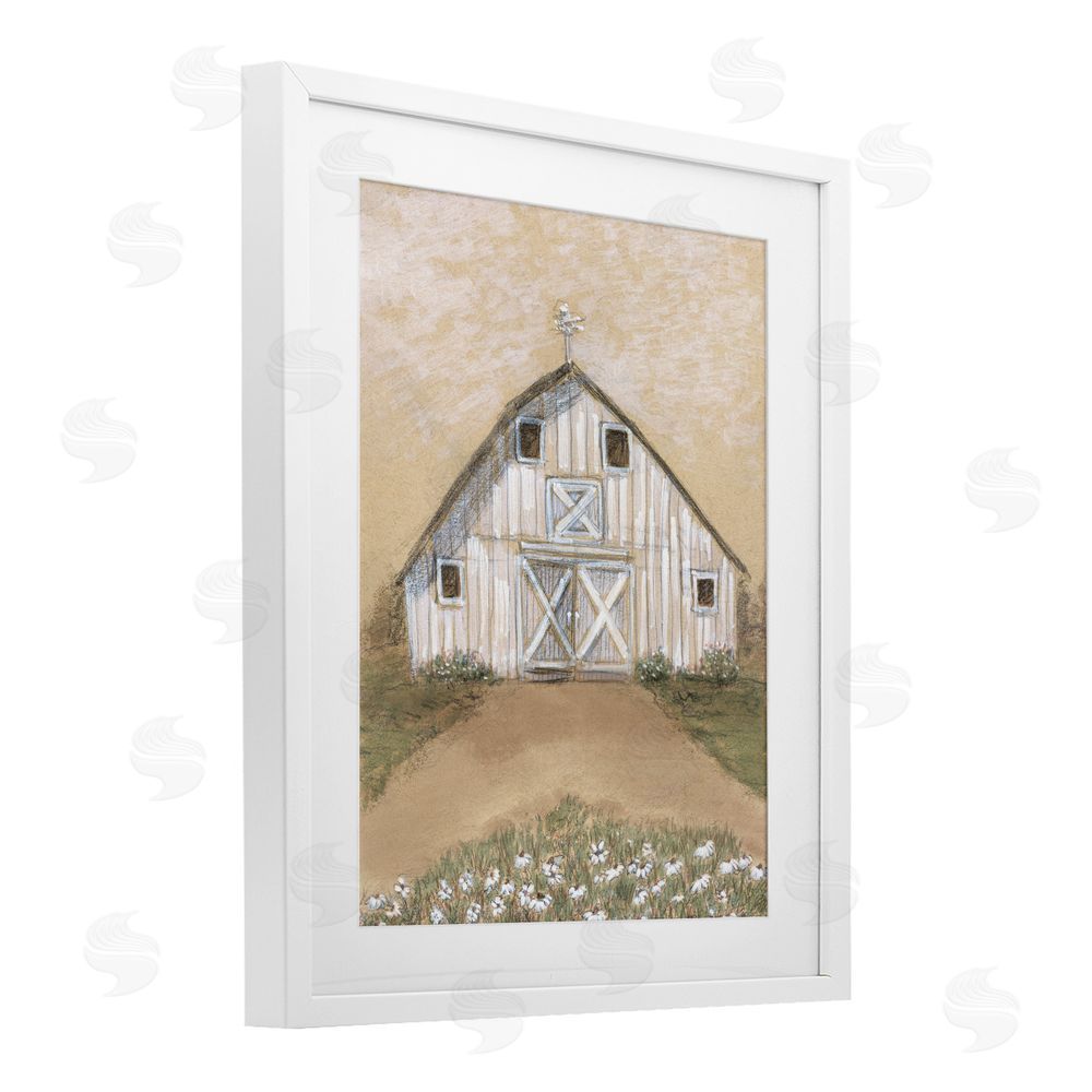 Patti Bishop Barn Lane Flowers Drawing White Framed Print Under Glass Wall Art