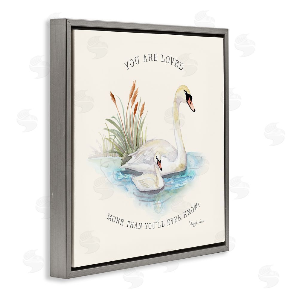 Audrey Jeanne Roberts More Than You Know Swans Gray Floating Frame Canvas Wall Art Print
