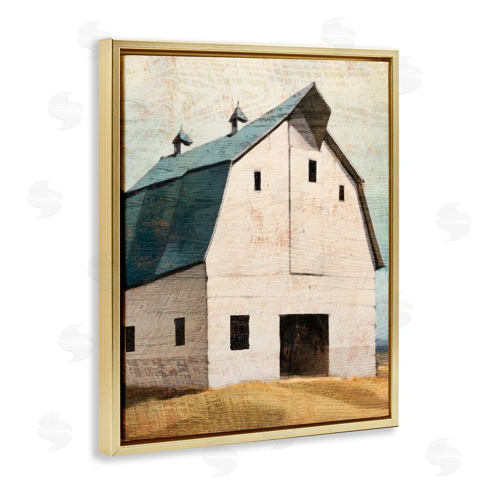 Susan Jill Rustic Big Barn Blue Gold Floating Frame Canvas Wall Art Print