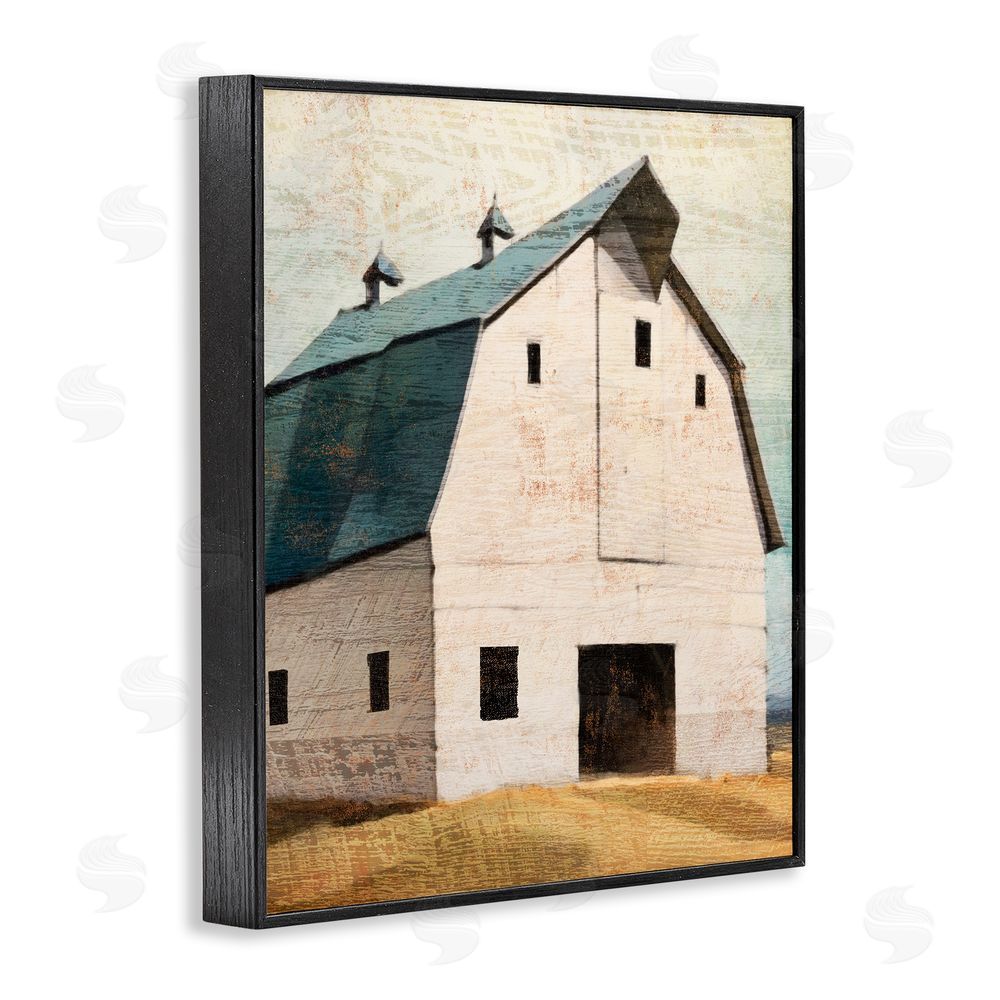 Susan Jill Rustic Big Barn Blue Black Framed Giclee Wall Art Print