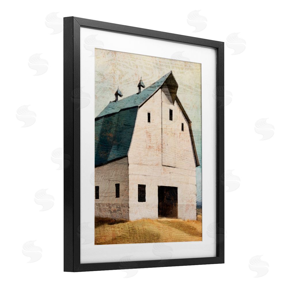 Susan Jill Rustic Big Barn Blue Black Framed Print Under Glass Wall Art