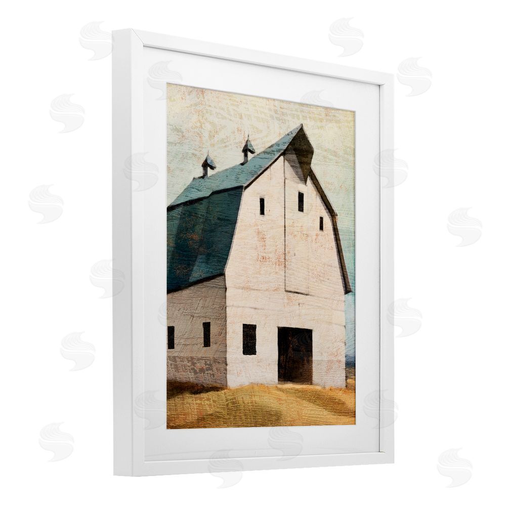 Susan Jill Rustic Big Barn Blue White Framed Print Under Glass Wall Art