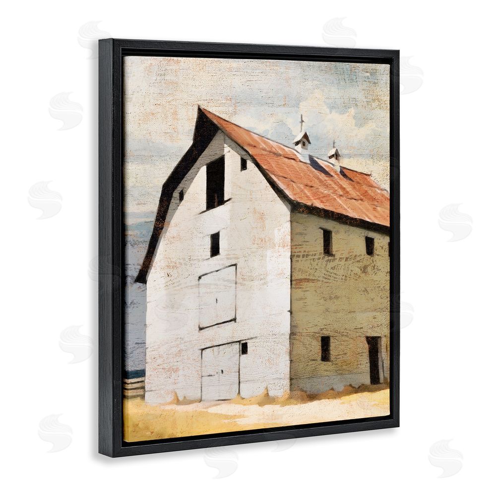 Susan Jill Rustic Big Barn Red Black Floating Frame Canvas Wall Art Print