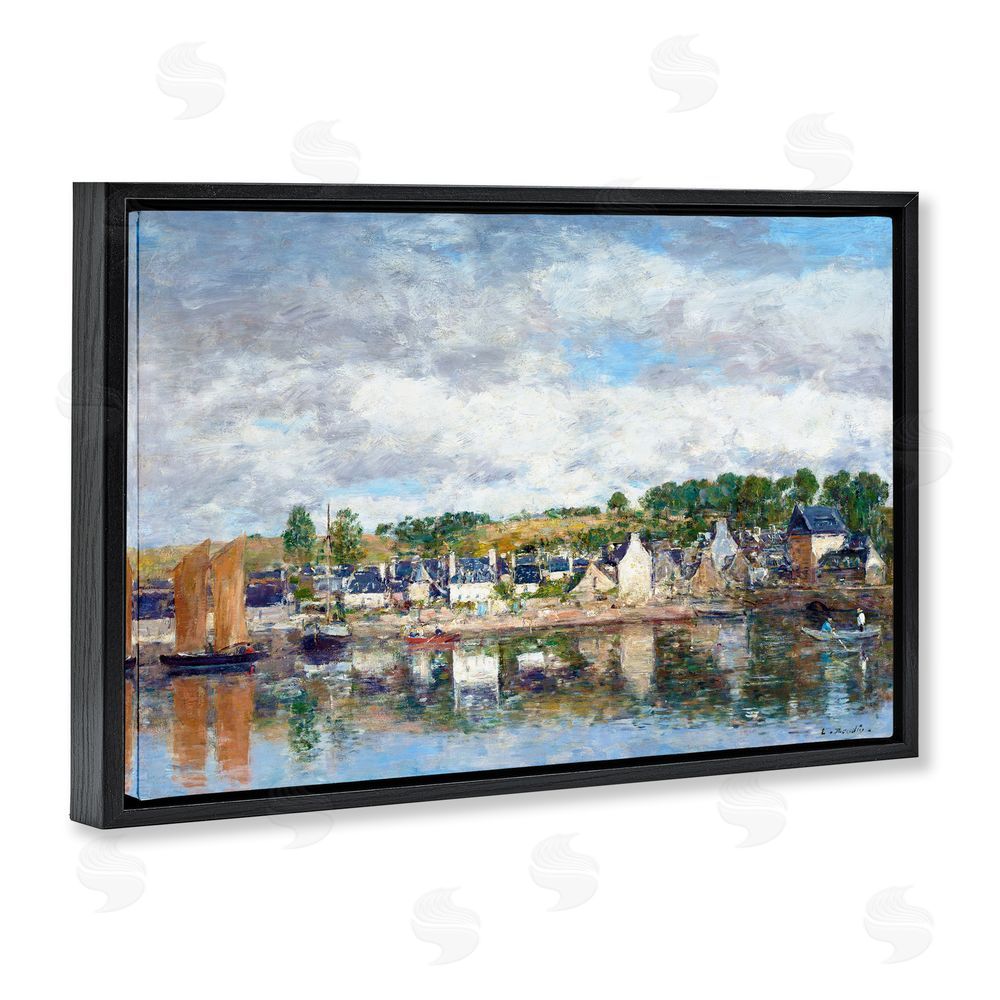 Eugene Boudin Village By A River Black Floating Frame Canvas Wall Art Print
