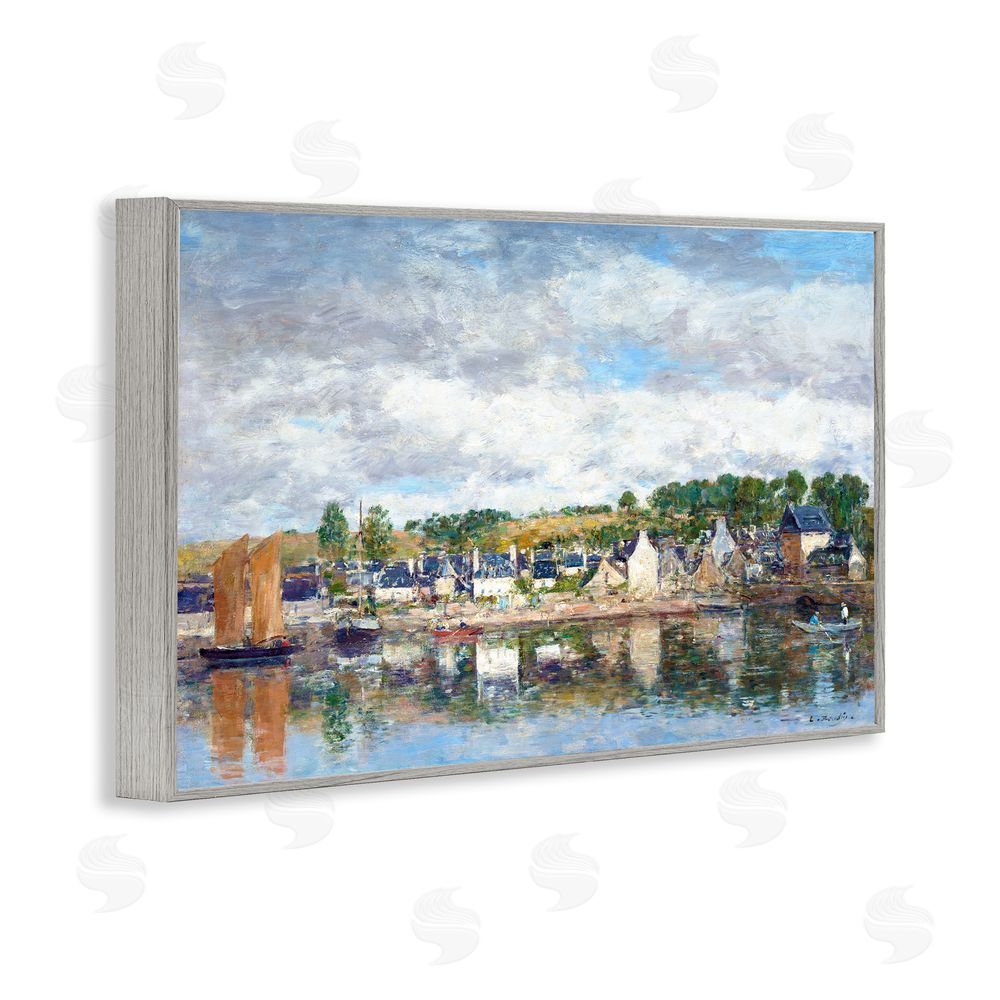 Eugene Boudin Village By A River Gray Framed Giclee Wall Art Print