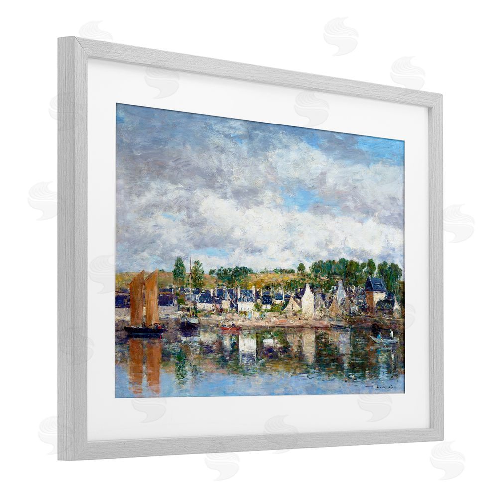 Eugene Boudin Village By A River Gray Framed Print Under Glass Wall Art