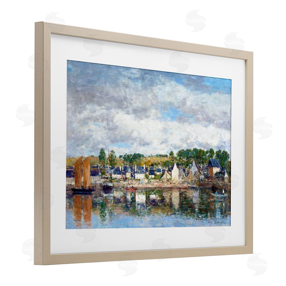 Eugene Boudin Village By A River Birch Framed Print Under Glass Wall Art