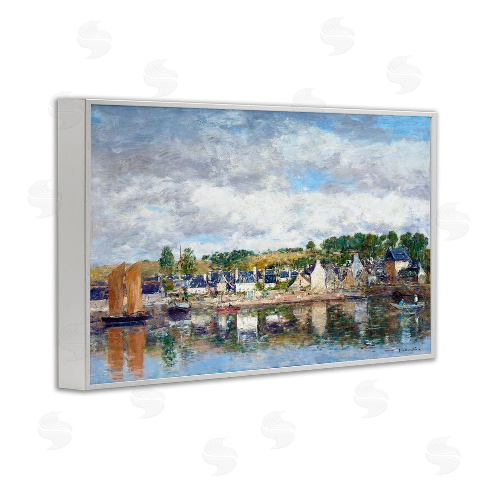 Eugene Boudin Village By A River White Framed Giclee Wall Art Print