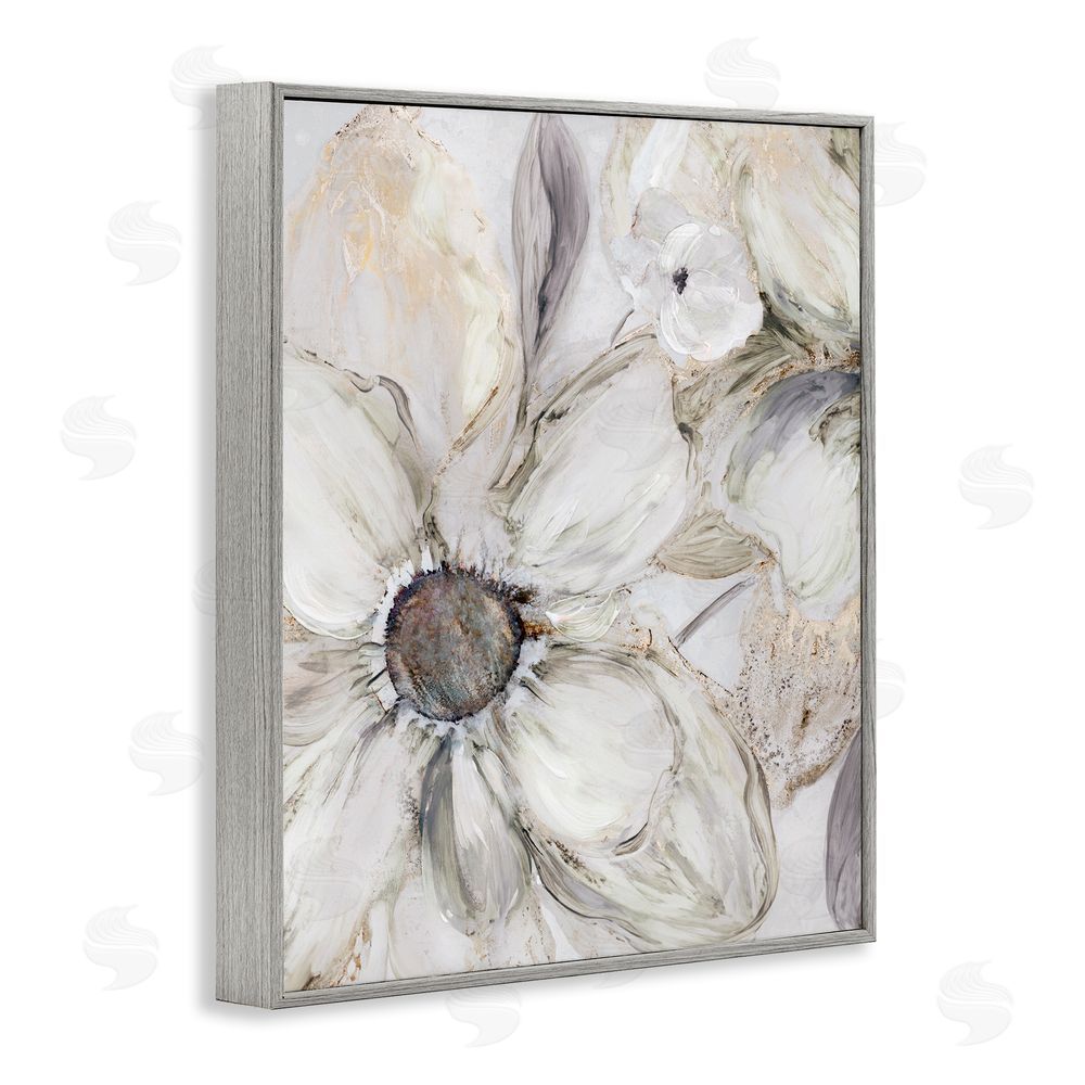 Carol Robinson Neutral Sandstone Blooms Gray Framed Giclee Wall Art Print