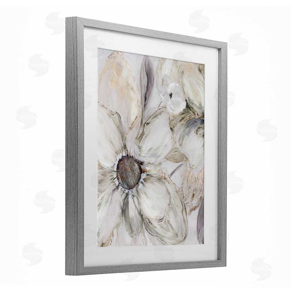 Carol Robinson Neutral Sandstone Blooms Gray Framed Print Under Glass Wall Art