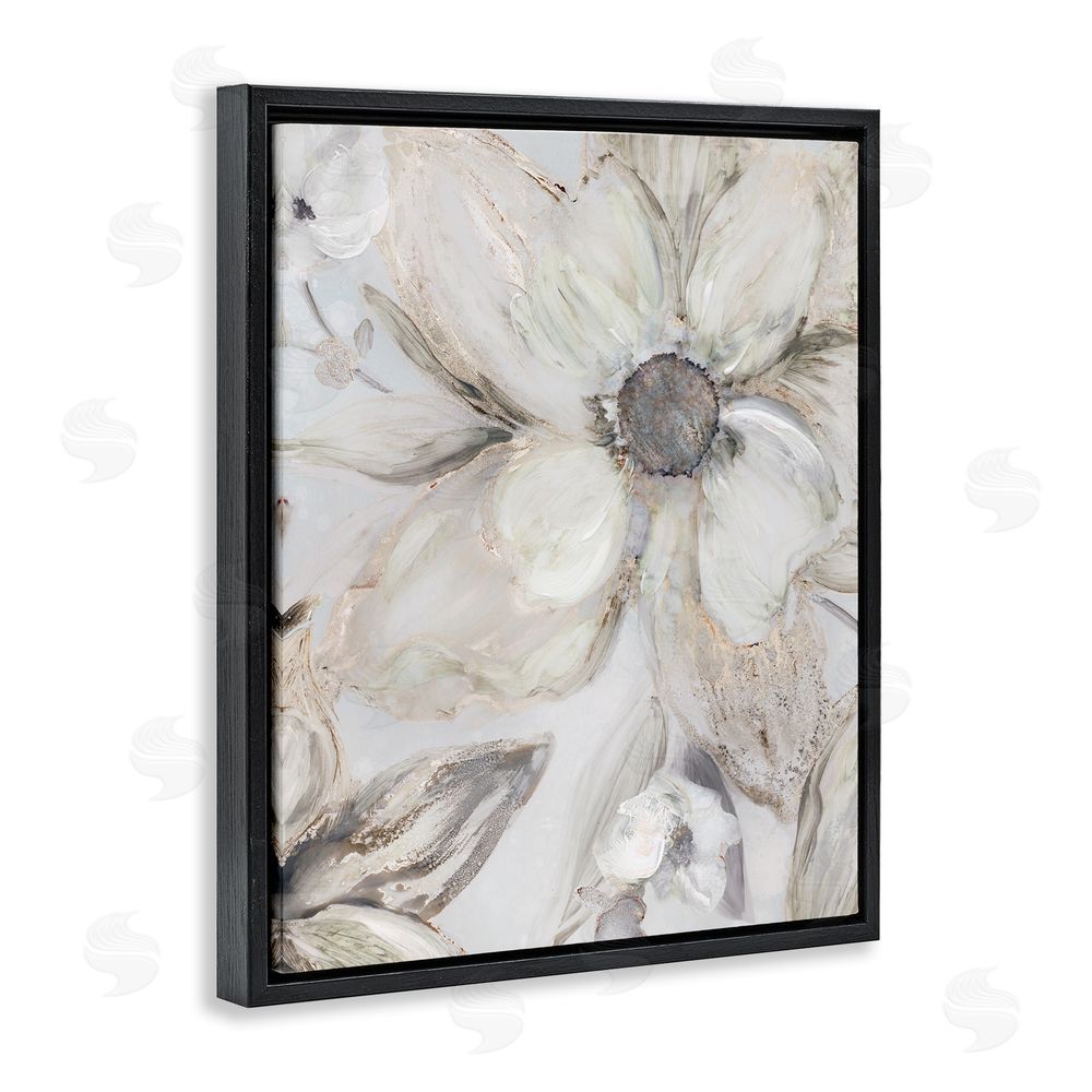 Carol Robinson Sandstone Tone Blooms Black Floating Frame Canvas Wall Art Print