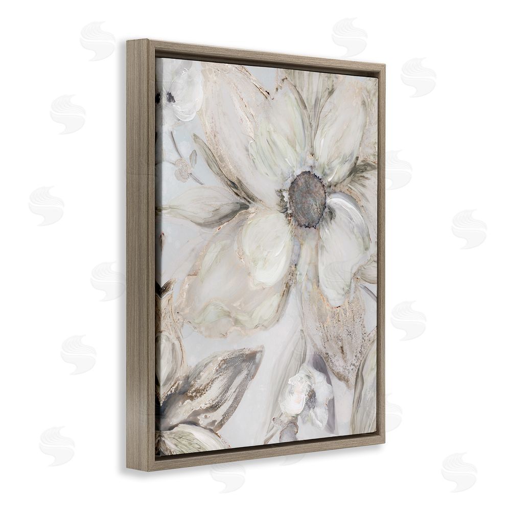 Carol Robinson Sandstone Tone Blooms Brown Floating Frame Canvas Wall Art Print